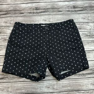 Merona Women's Casual Summer Diamond Line Pattern Chino Shorts Black White 2 Zip